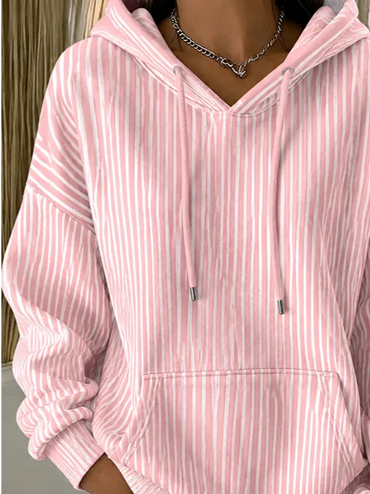 Casual Striped Hoodie Long Sleeve Hoodie