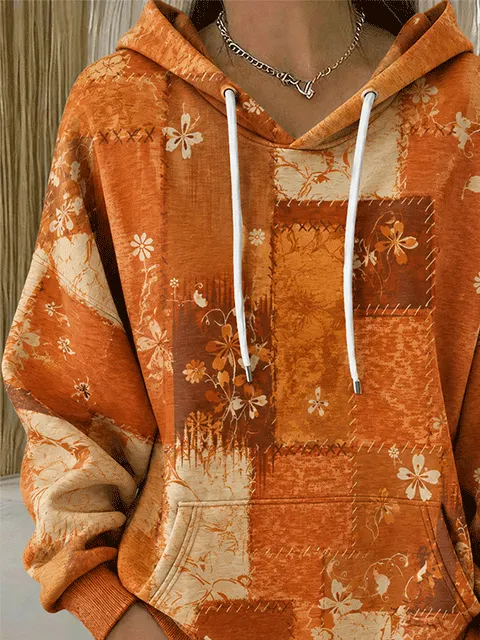 Casual Floral Hoodie Long Sleeve Hoodie