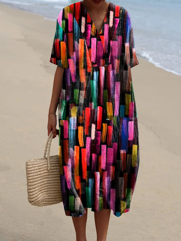 Women's Abstract Geometric  Art Print Casual Flowy Dress