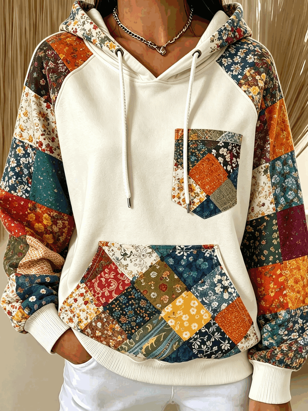 Vintage Floral Hoodie Long Sleeve Hoodie