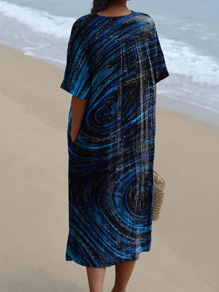 Women's Abstrct Art Print Flowy Dress