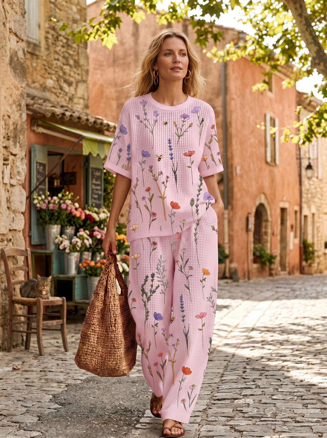 Women's Waffle Casual Two-Piece Set