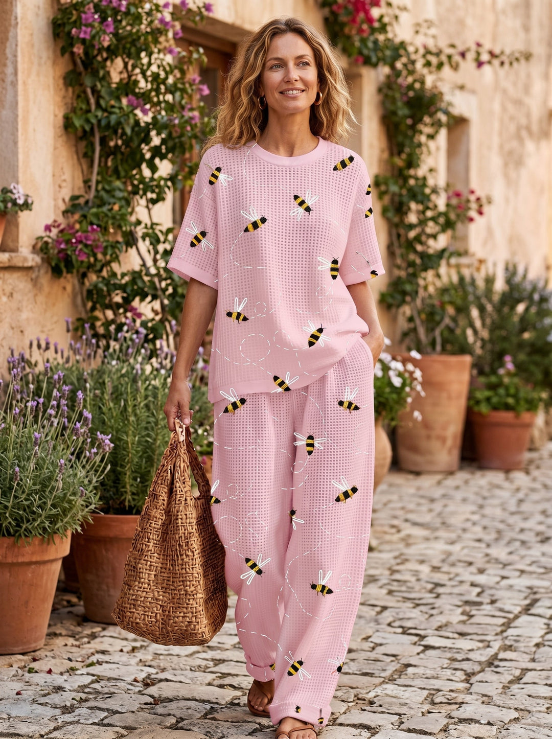 Women's Waffle Casual Two-Piece Set