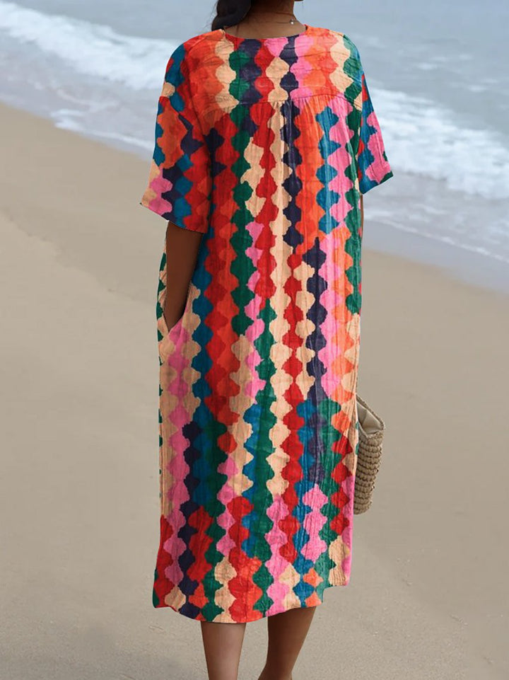 Women's Abstract Geometric  Art Print Casual Flowy Dress