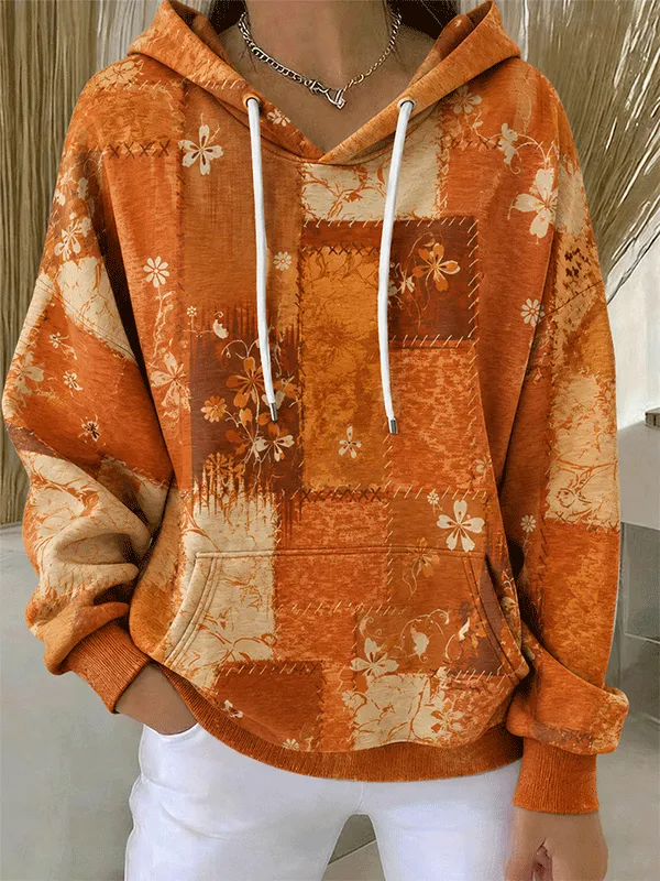 Casual Floral Hoodie Long Sleeve Hoodie