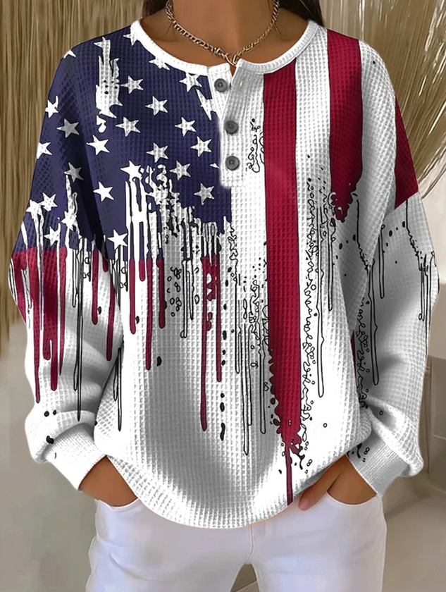 Independence Day Casual Gradient Pattern Sweatshirt
