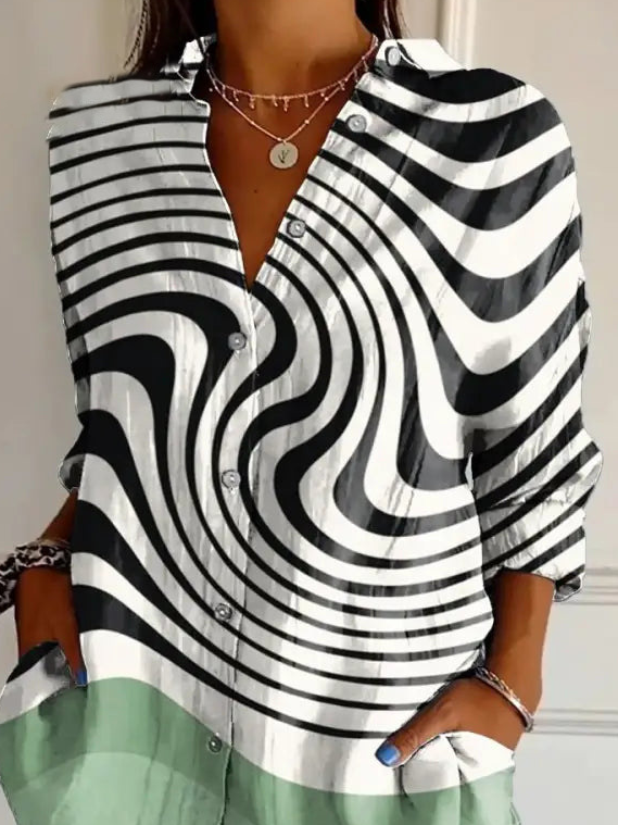 Women's Striped Loose Fit Long Sleeve Shirt
