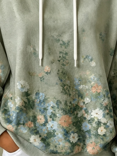 Casual Floral Hoodie Long Sleeve Hoodie
