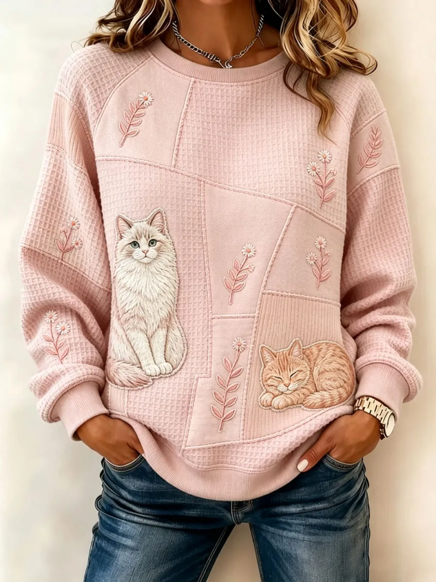 Casual Floral Crew Neck Long Sleeve Sweatshirt