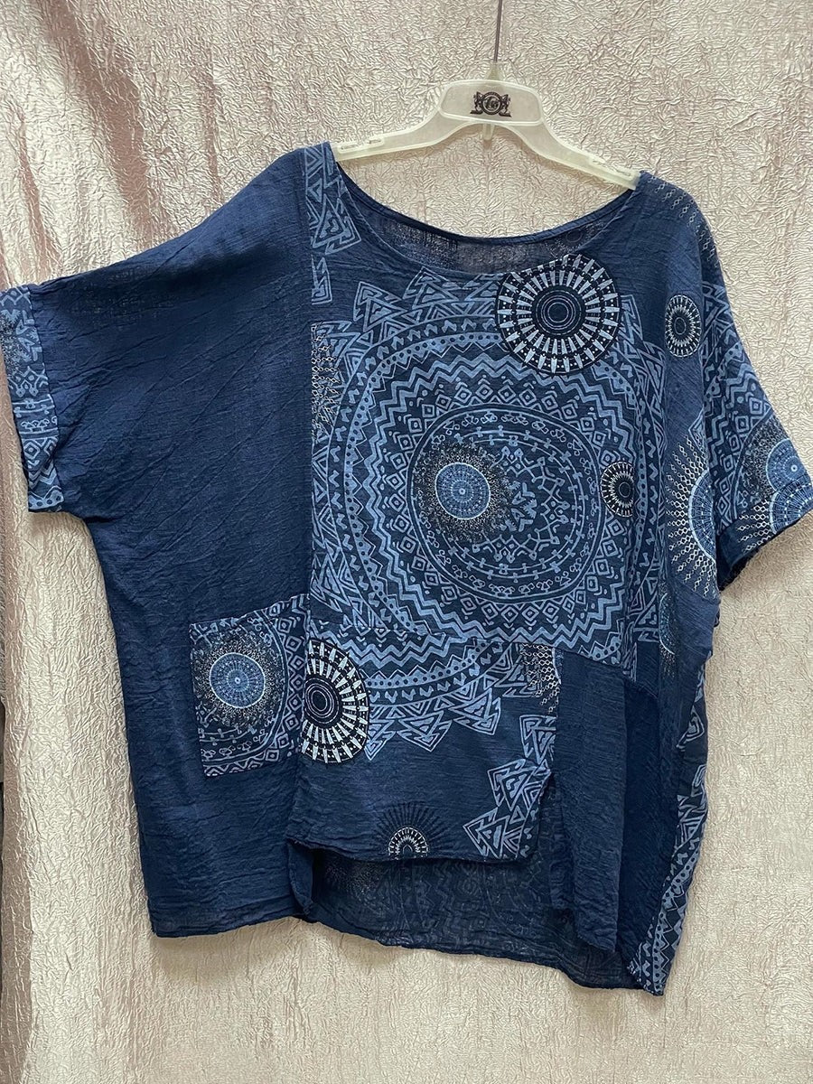 Geometric Print Summer Short Sleeves Two Piece Set