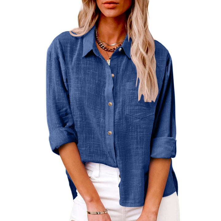 Plain Shirt Collar Long Sleeve Regular Casual Loose Shirt