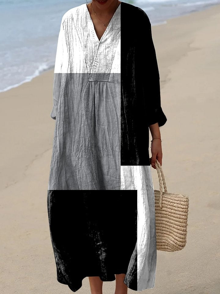 Women's Abstract Geometric Pattern Art Print Casual Cotton Wide Leg Jumpsuit