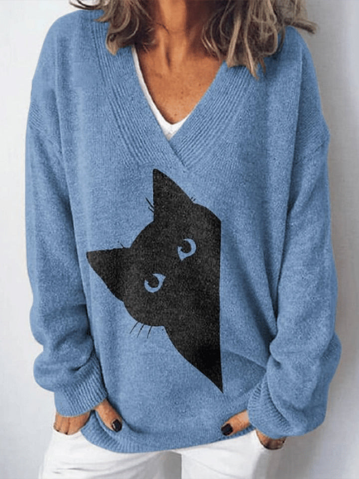 Women's Vintage Cat Knit Sweater