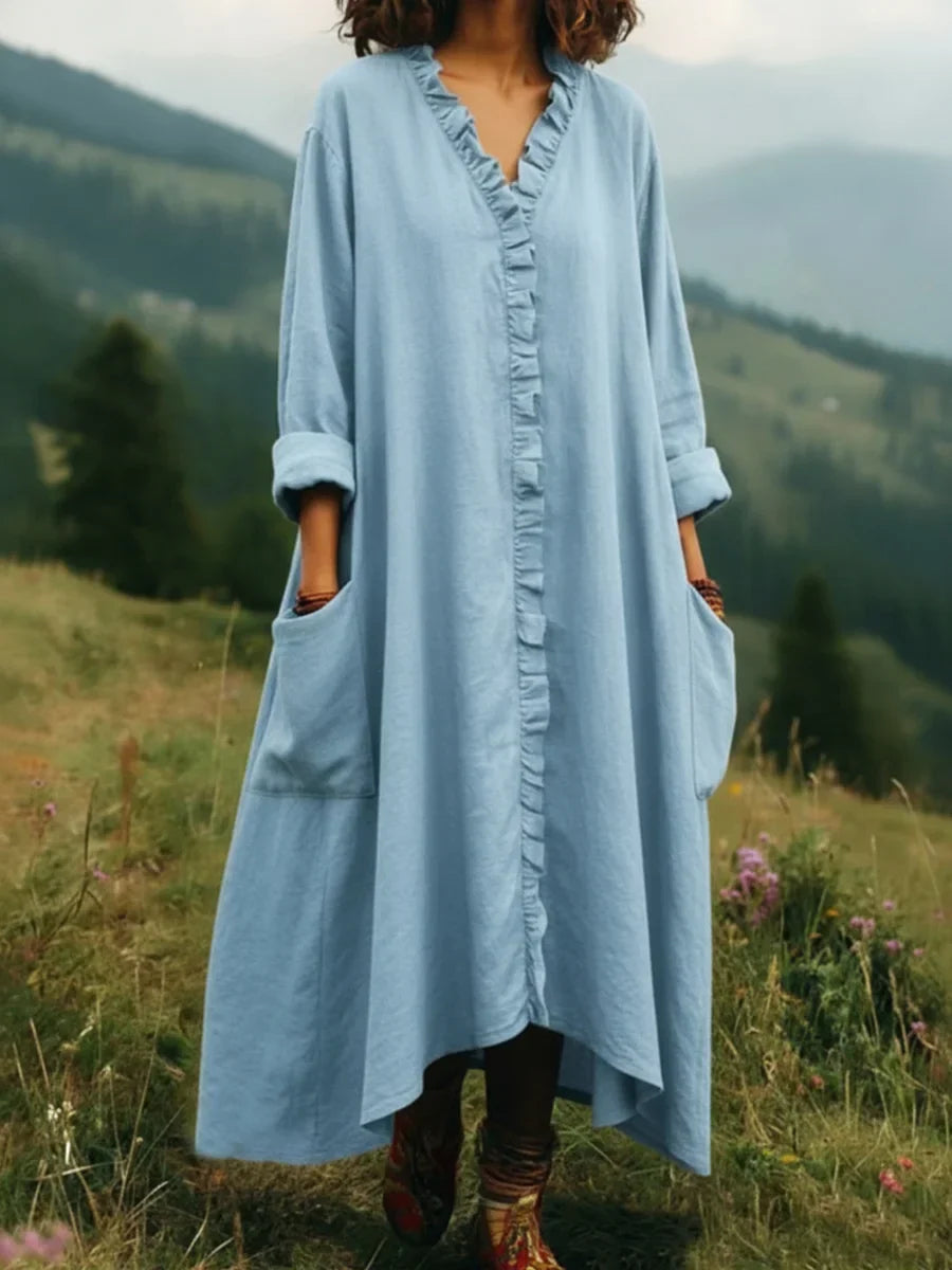 Vintage Lace V-neck Irregular Hem Dress