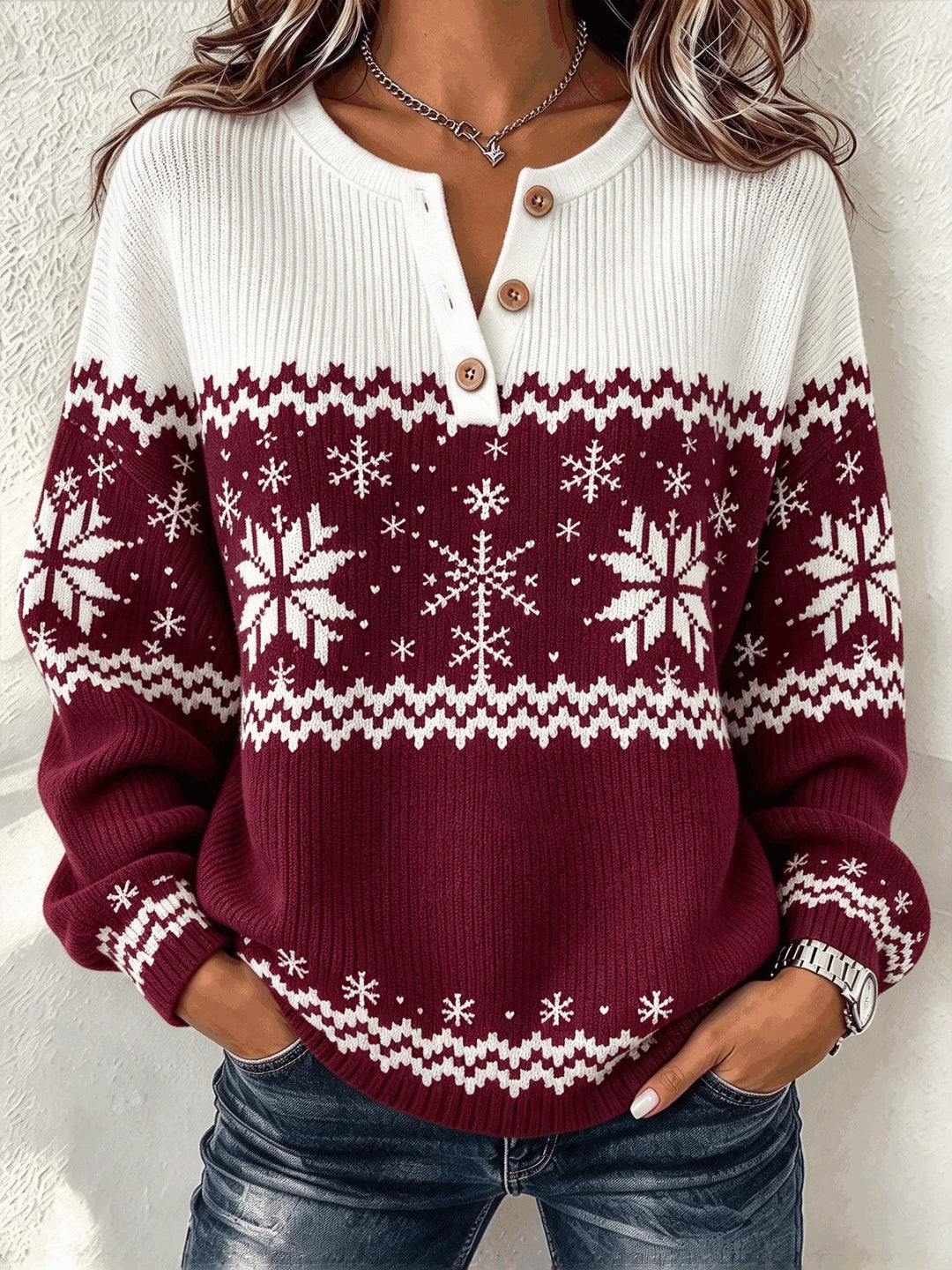 Party Abstract Henley Collar Sweatshirt