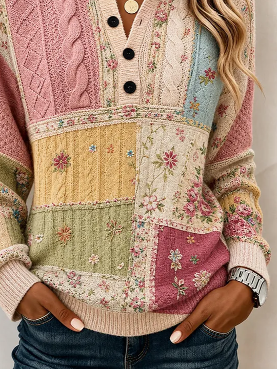 Casual Floral Crew Neck Long Sleeve Sweatshirt