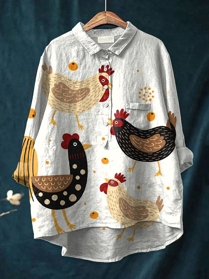 Women's Funny Chick Art Print Casual Cotton Wide Leg Jumpsuit