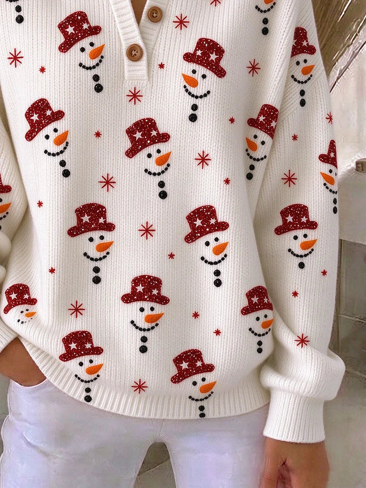 Christmas Snowman Printing Vintage Regular Fit Sweatshirt