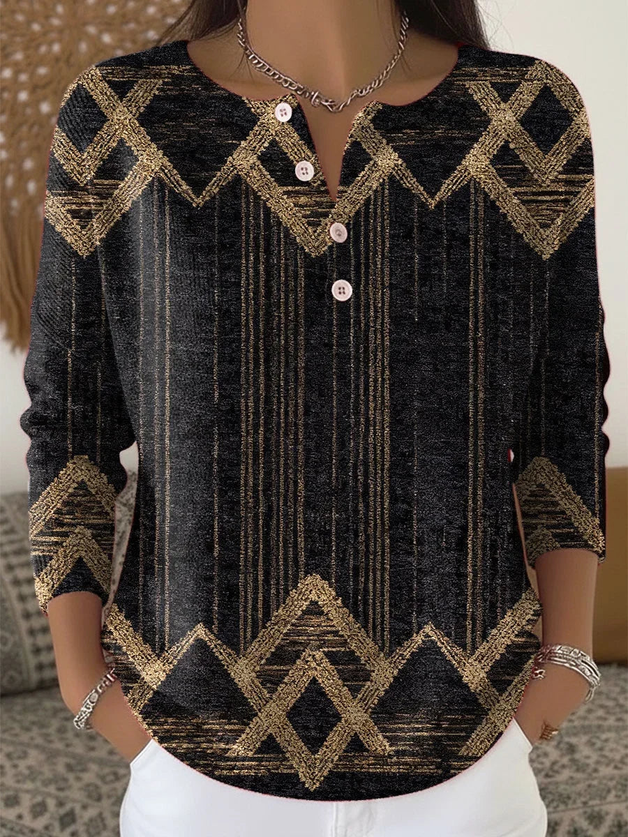 Vintage Abstract Geometric Art Print Buttoned Cardigan Sweater