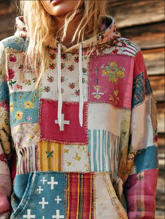 Casual Hooded Floral Sweatshirt