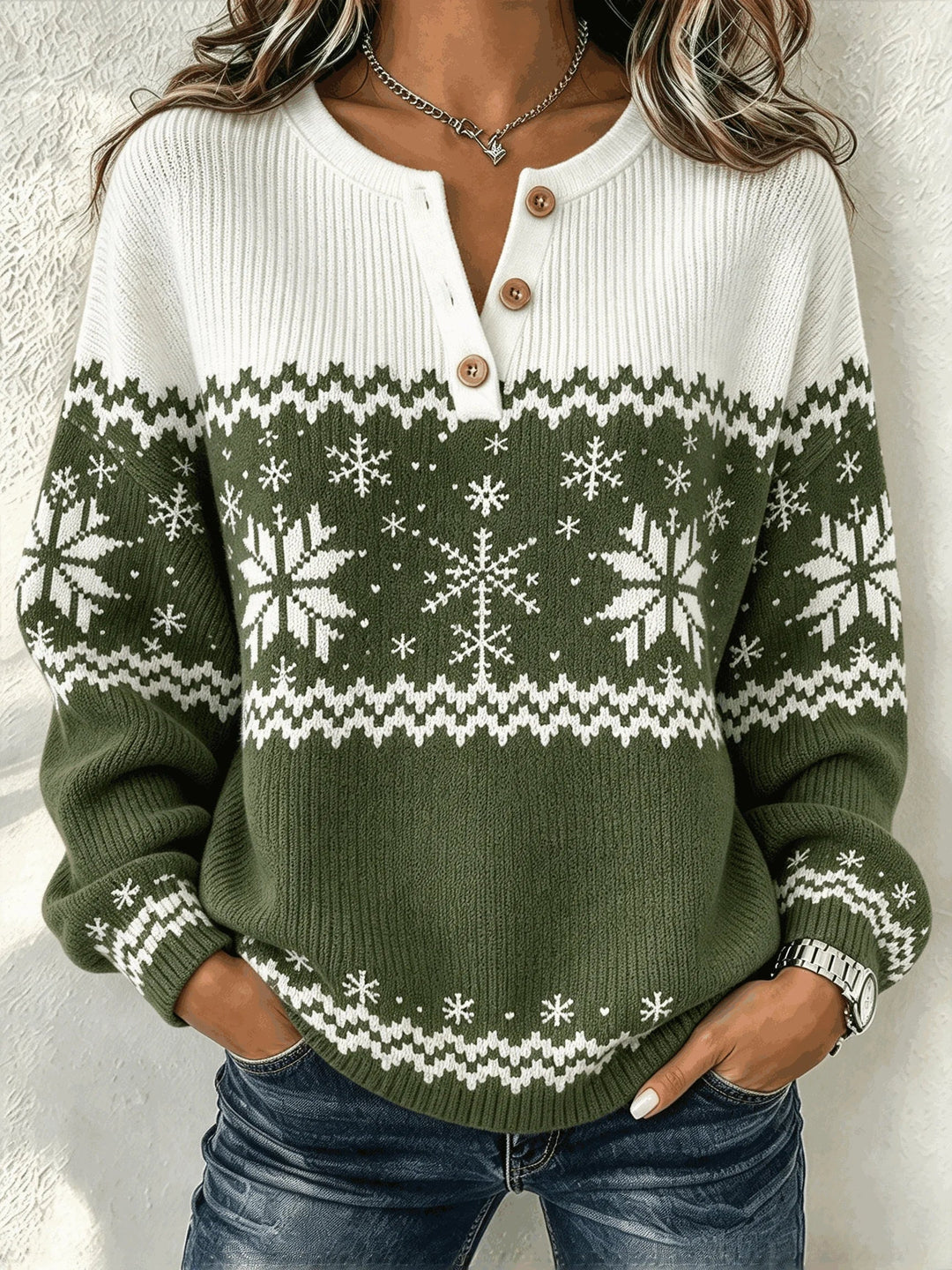 Party Abstract Henley Collar Sweatshirt