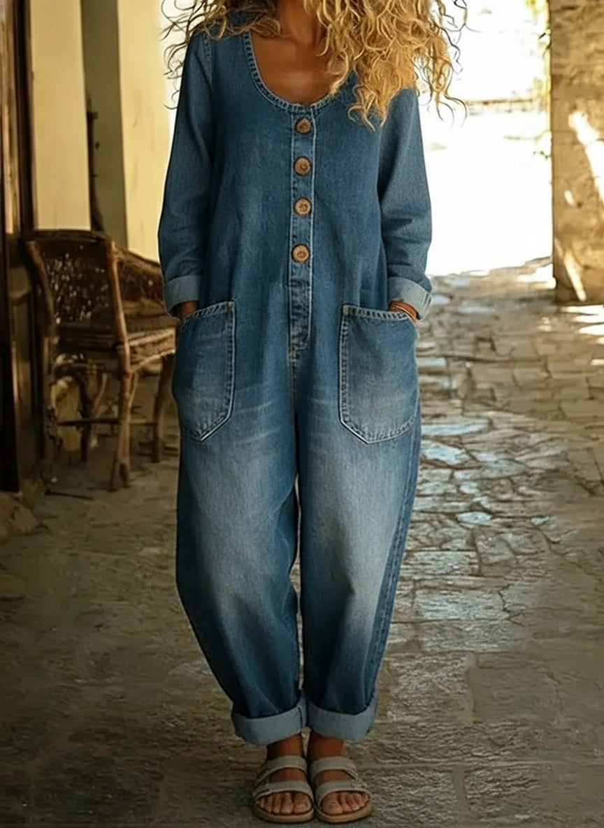 CLEARANCE?? Women's Casual Cotton Long Sleeves and Denim Jumpsuit