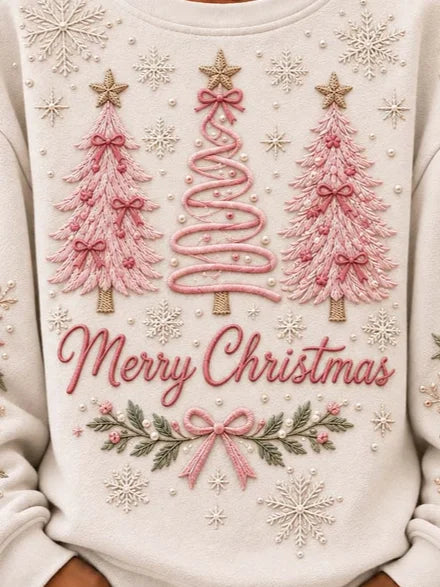 Vintage Christmas Tree Print Sweatshirt