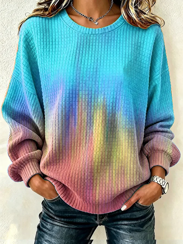 Casual Crew Neck Abstract Sweatshirt Printing