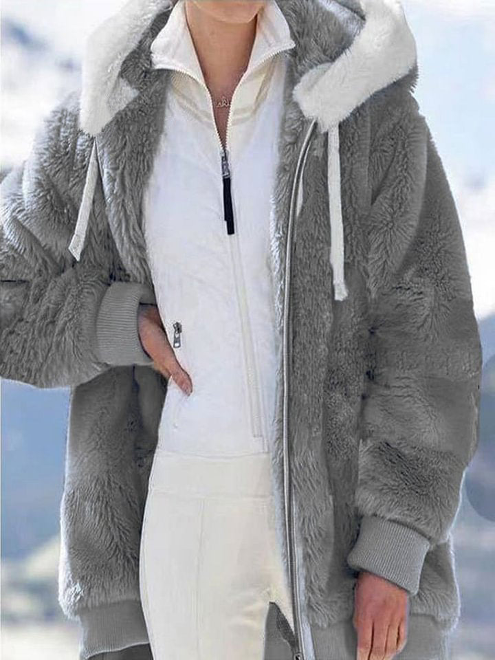 Women's Casaul Winter Warm Cosy Fluffy Long Sleeve Coat