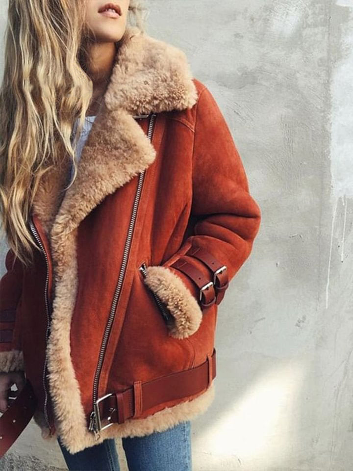 Motorcycle Deerskin Lambswool Coat Lapel Fur Cotton CoatMotorcycle Deerskin Lambswool Coat Lapel Fur Cotton Coat
