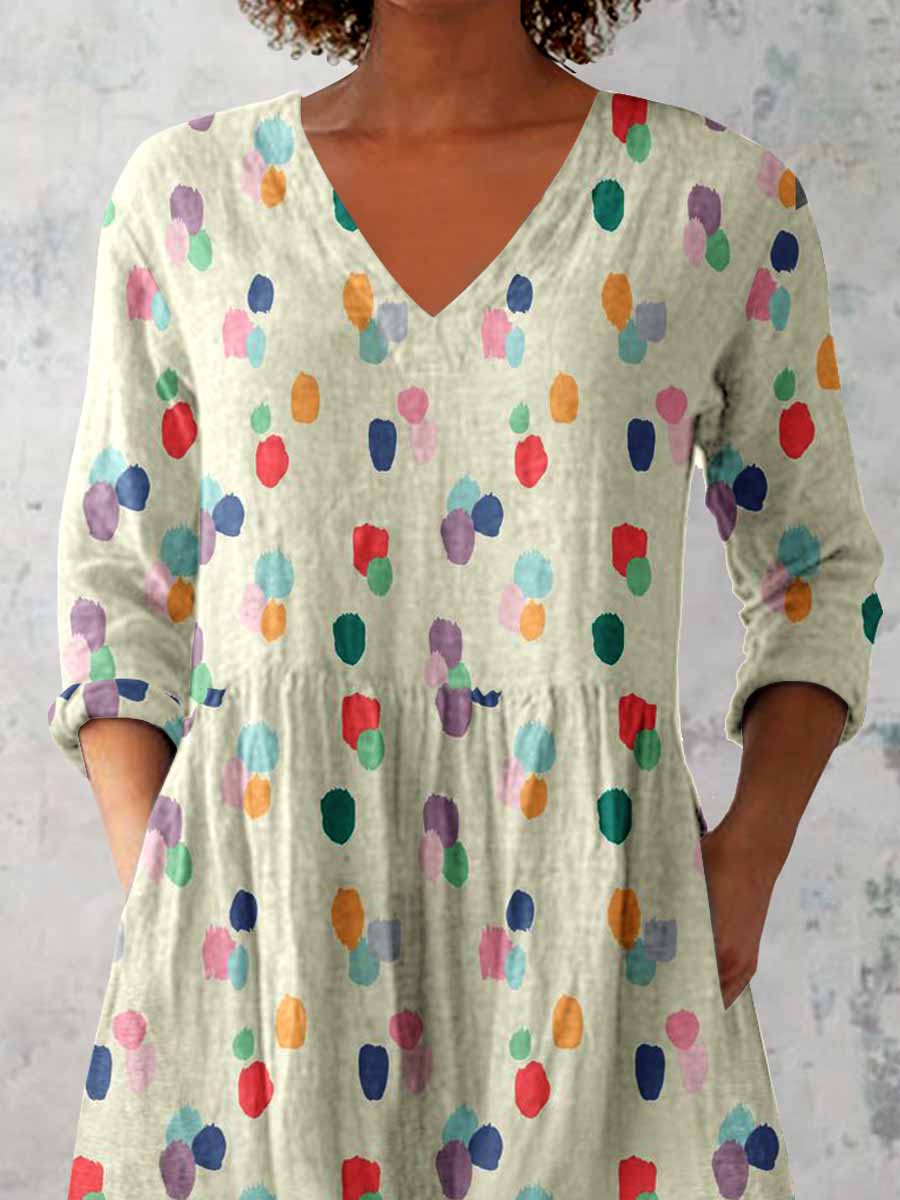 Women's Elegant Polka Dot V Neck  Top