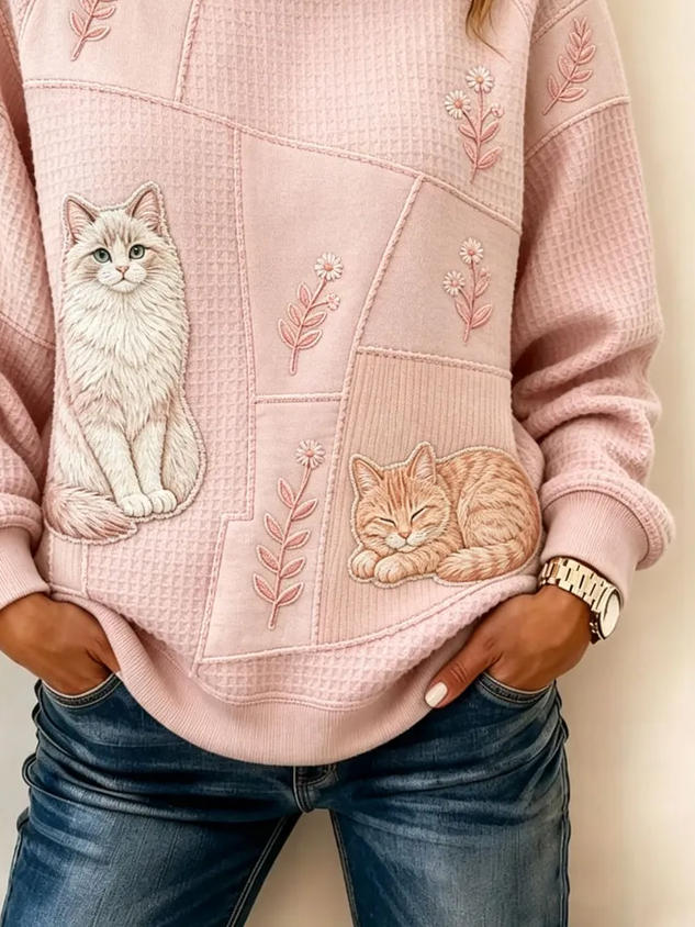 Casual Floral Crew Neck Long Sleeve Sweatshirt
