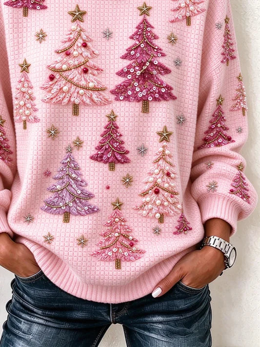 Regular Fit Casual Christmas Tree Sweatshirt
