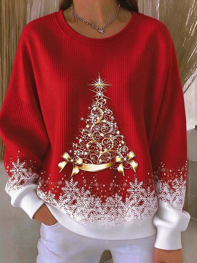 Casual Christmas Crew Neck Long Sleeve Sweatshirt