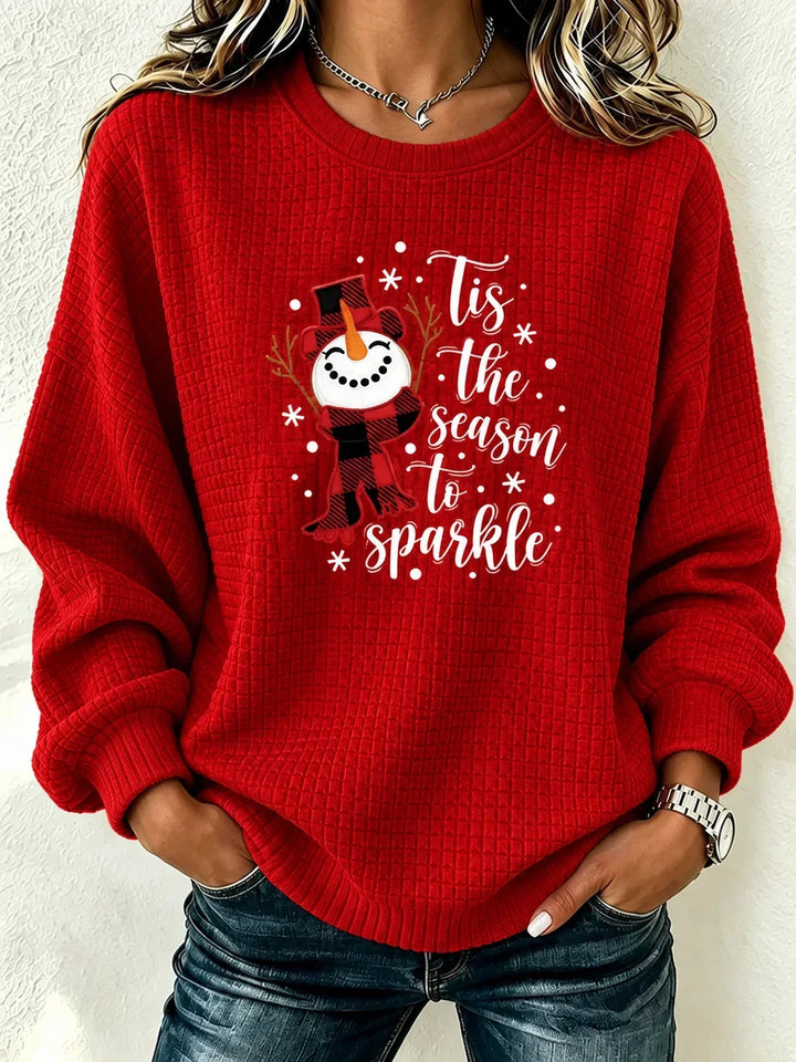 Casual Christmas Snowman Crew Neck Long Sleeve Sweatshirt