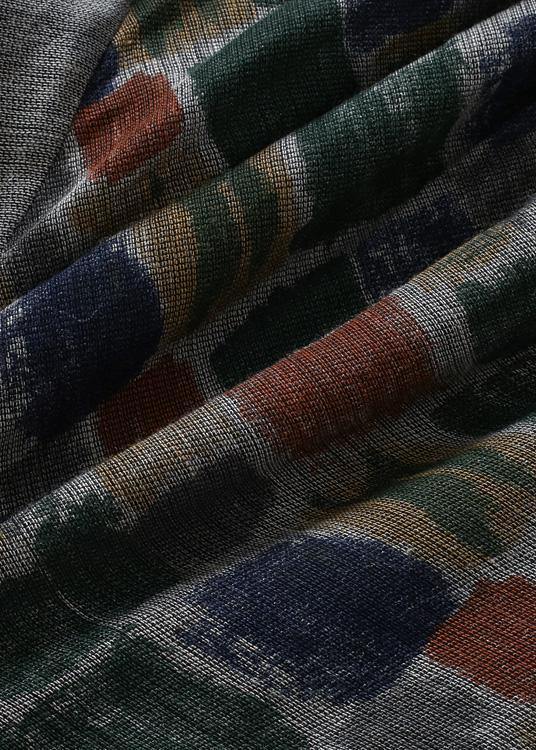 New stitching printed cotton and linen pants loose large size casual pants
