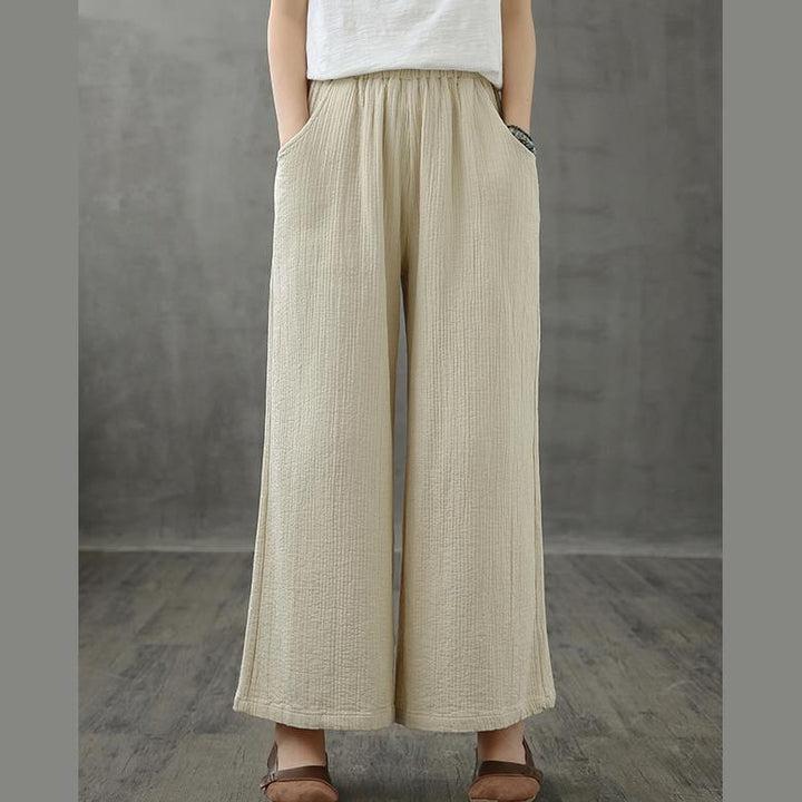 Retro wide leg pants women loose casual autumn wear 2026 new beige trousers