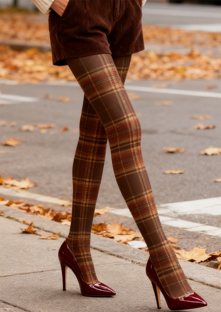 Women Highland Plaid Tights Hosiery Pantyhose