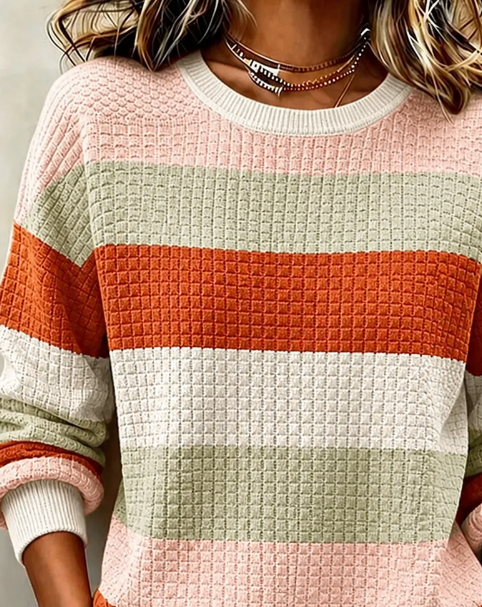 Casual Striped Crew Neck Long Sleeve Sweatshirt