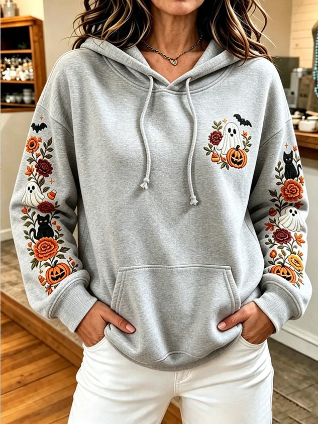 Vintage Floral Hoodie Long Sleeve Hoodie
