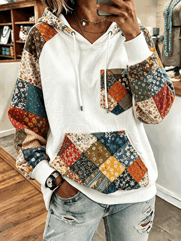 Vintage Floral Hoodie Long Sleeve Hoodie
