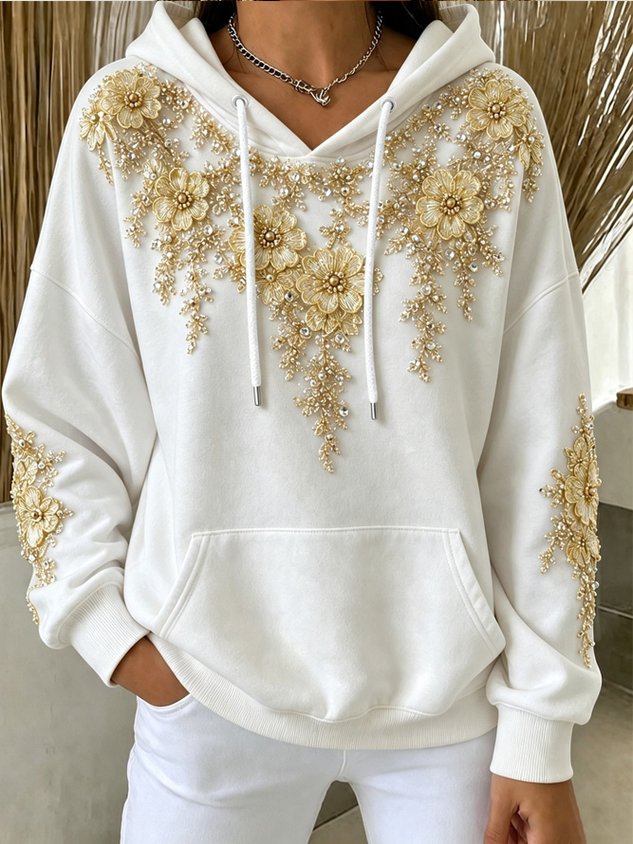 Casual Floral Hoodie Long Sleeve Hoodie