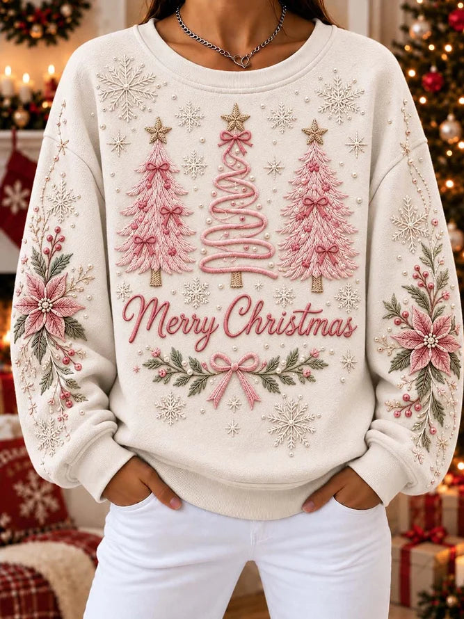Vintage Christmas Tree Print Sweatshirt