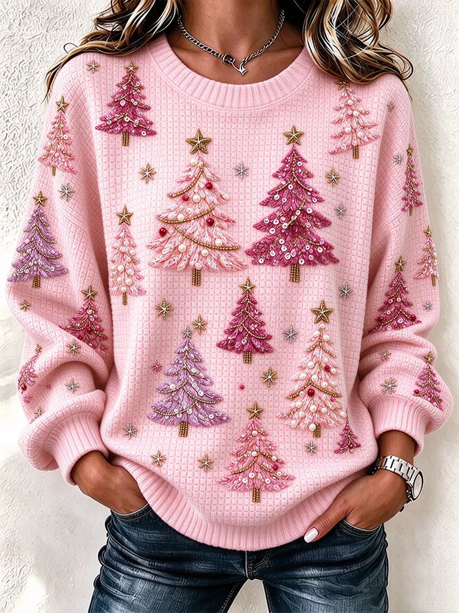 Regular Fit Casual Christmas Tree Sweatshirt