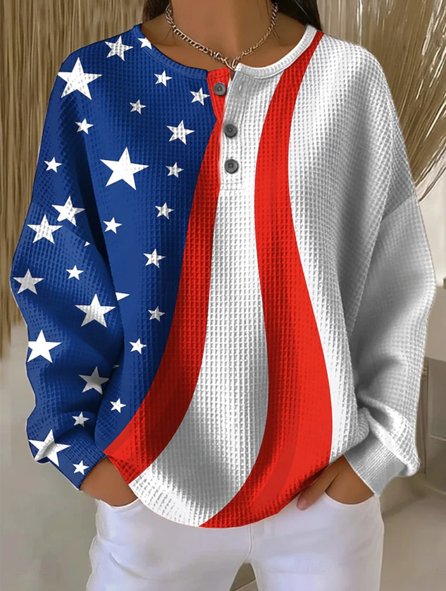 Independence Day Casual Gradient Pattern Sweatshirt