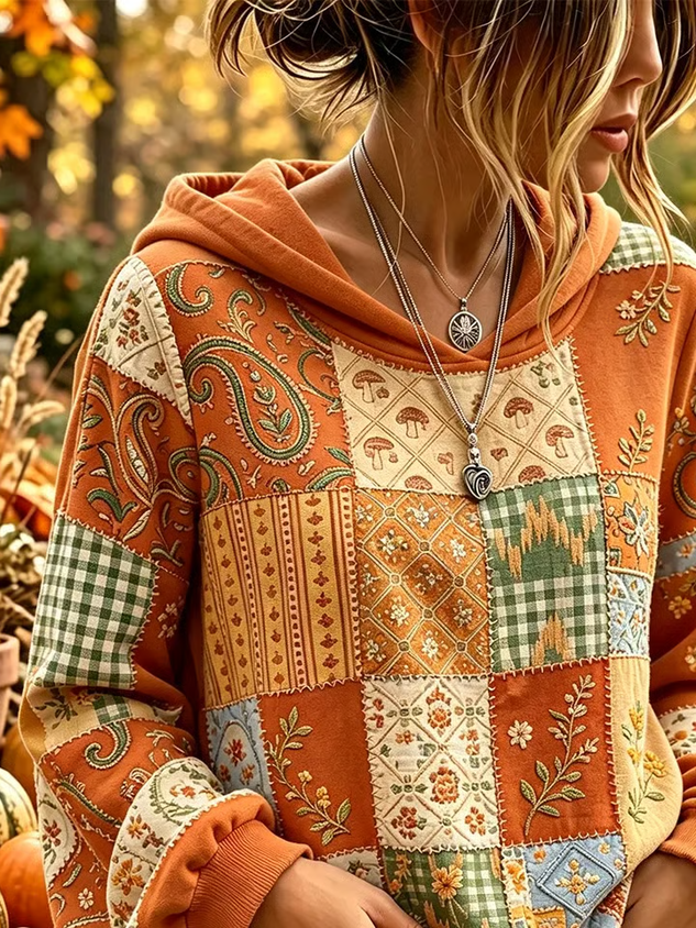 Casual Floral Hoodie Long Sleeve Hoodie