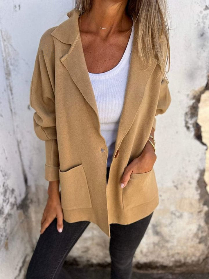 Women's Casual Lapel Neck Jacket With Pockets
