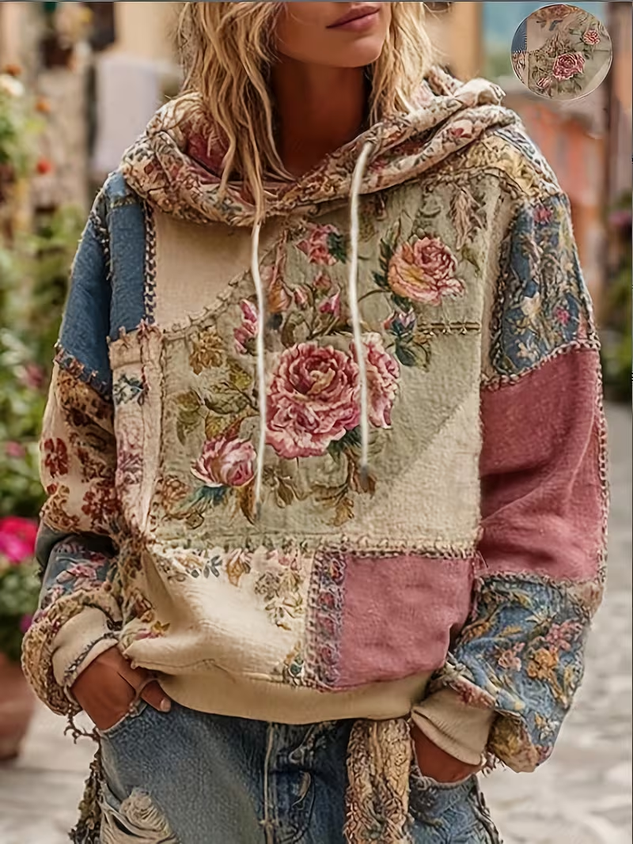 Casual Floral Hoodie Long Sleeve Hoodie