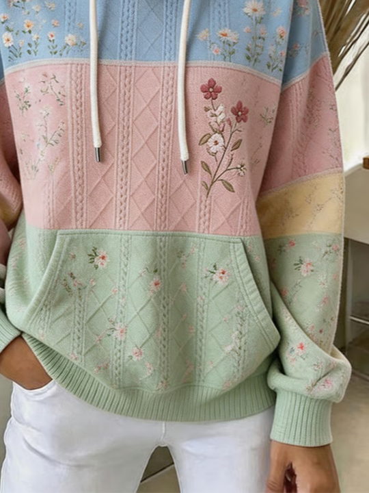 Casual Floral Hoodie Long Sleeve Hoodie