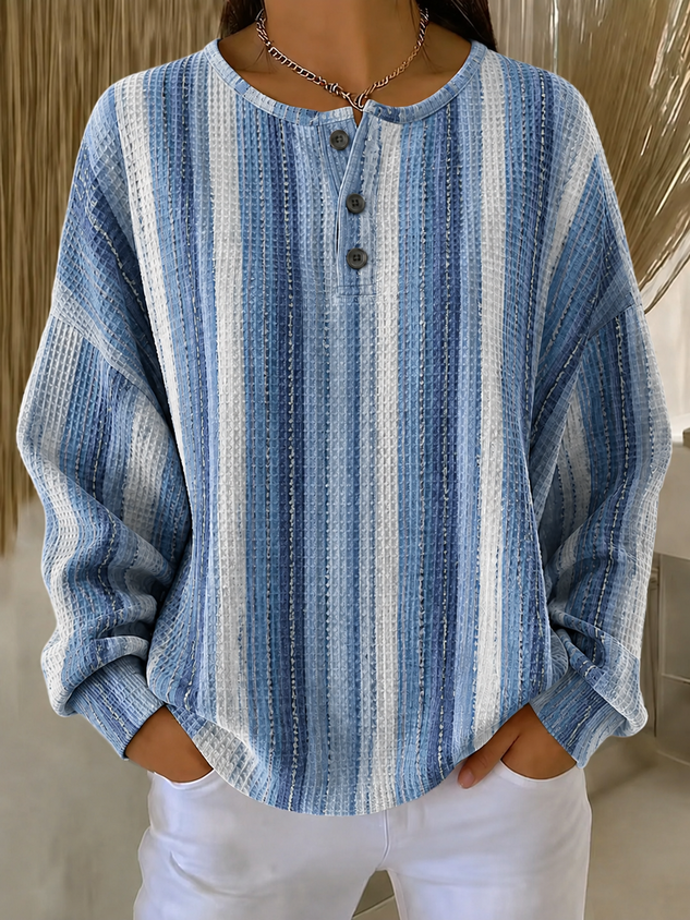 Vintage Abstract Henley Collar Long Sleeve Sweatshirt